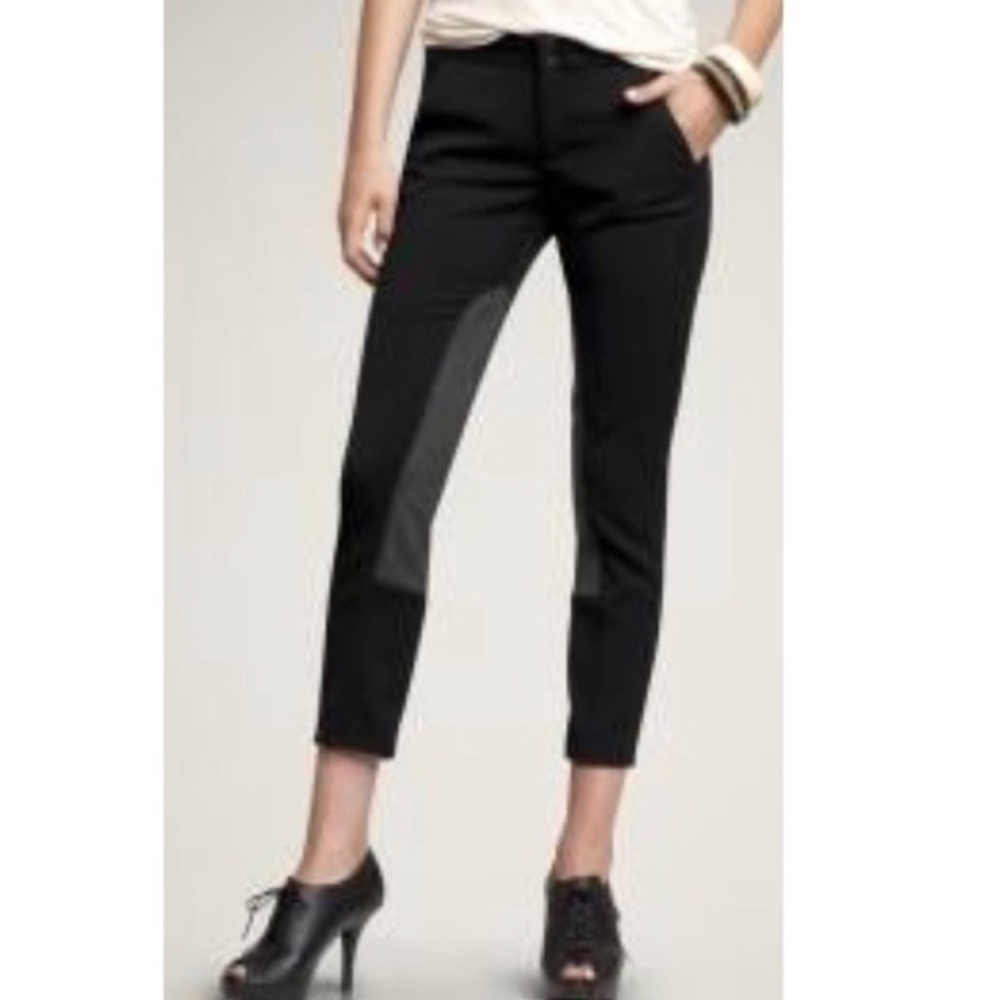 Gap Black Thick Textured Riding Pants Faux Suede Patch Skinny Bottoms 4